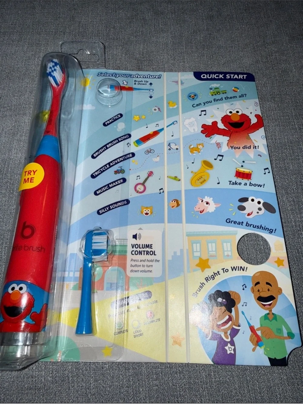 BriteBrush Sesame Street Elmo Kids Electric Toothbrush - Red/Blue